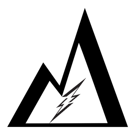 Mountains illustration with thunderbolt inside